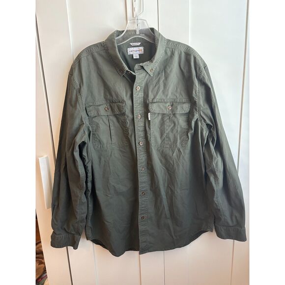 EUC Carhartt Foreman Long Sleeve Work Shirt, Moss, Sz. Large - Picture 3 of 12